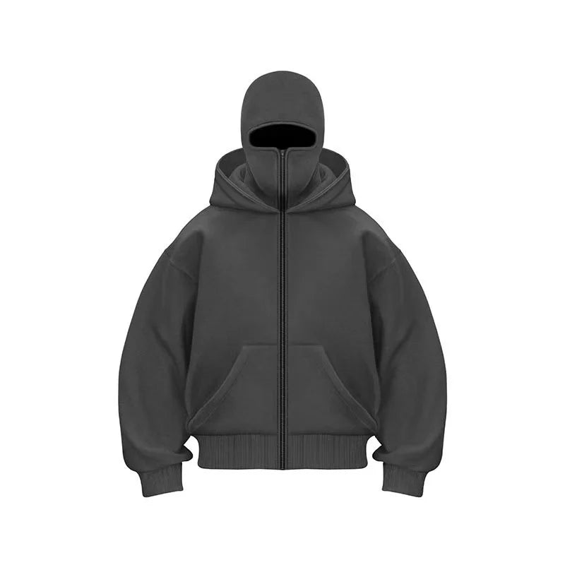 Plain Design Hooded Zip Up Sweatshirt for Men Women Autumn Winter Ins Style Couple Matching BAZAARHUBO