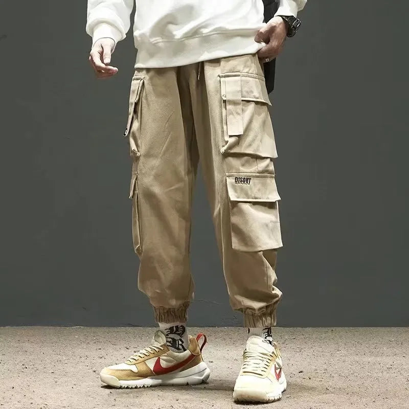 Men's Workwear Trousers Summer Sports Trendy Nine-Piece Cuffed Large Size Long Pants High Street Spring Autumn Casual Men's P...