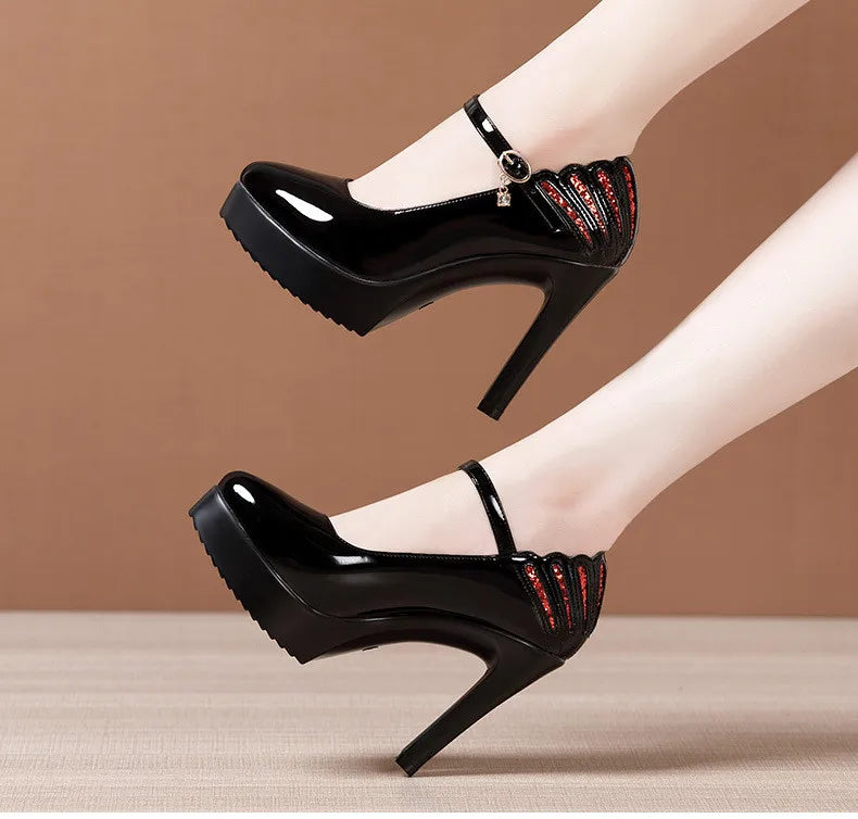 11cm Small Size 32-43 White Wedding Shoes Patent Leather Platform Pumps 2026 Formal Thin High Heels Shoes Model Office Party