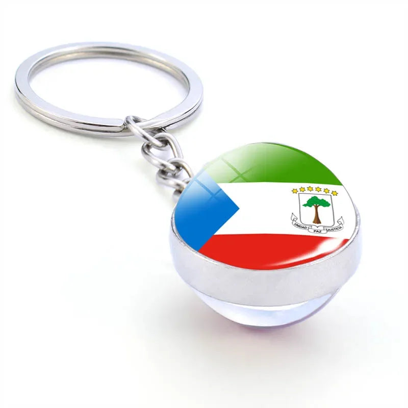 Africa National Flag Keychain  Nigeria South Africa Keyrings Crystal Ball Jewelry Fashion Double Side Glass Ball Men Women Gift