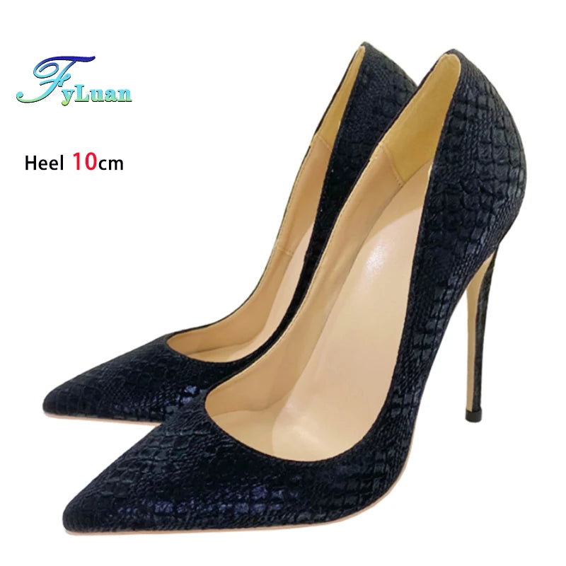 Snake Pattern Thin High Heels Women 8CM 10CM 12CM Elegant Shallow Mouth Party Dress Shoes Brand Lady Shoes Office Woman Pumps