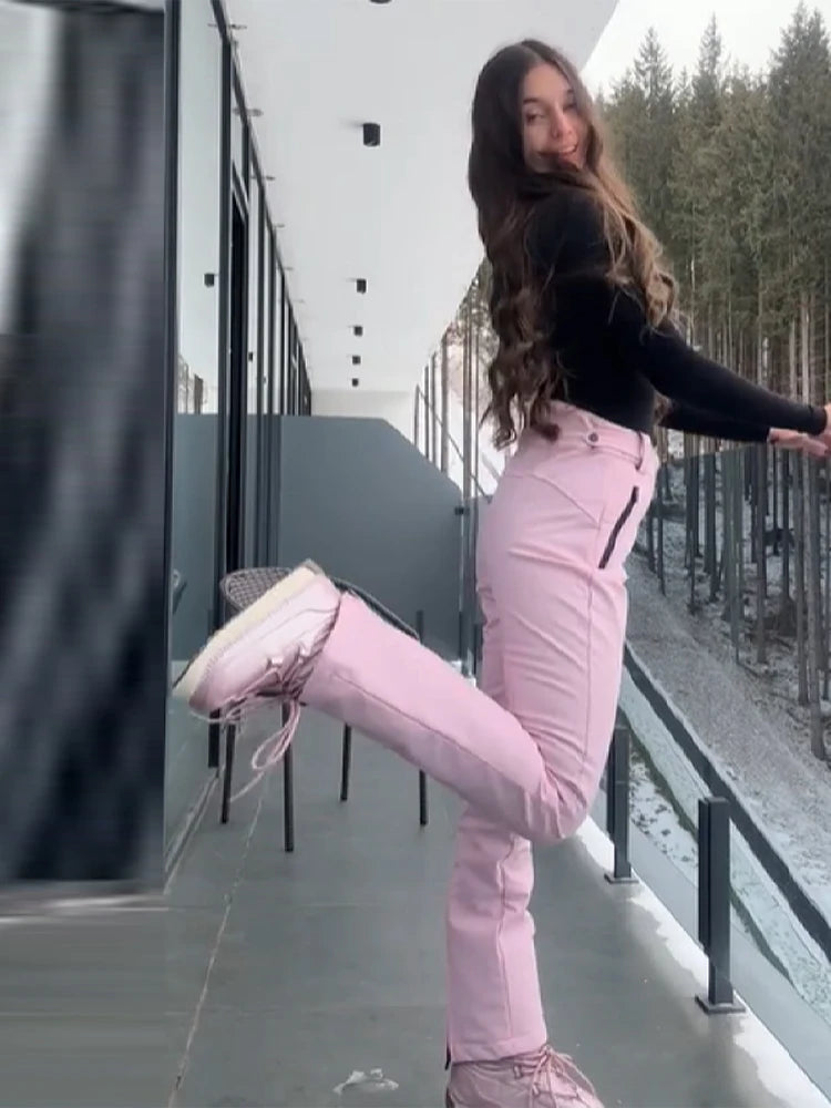 Women Hooded Zipper Short Skiing Cotton Jacket Long Sleeved Thick Warm Coat Comfortable Long Sports Pant 2025 New Lady Sport Set