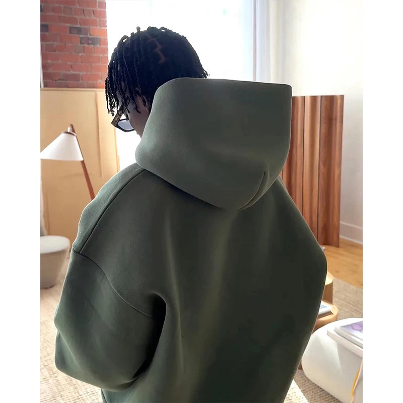 Men's Casual Solid Hooded Pullover Straight Pants 2 Piece Set Tracksuit For Fashion Loose Hoodies Sweatshirt Wide Leg Sweatpants