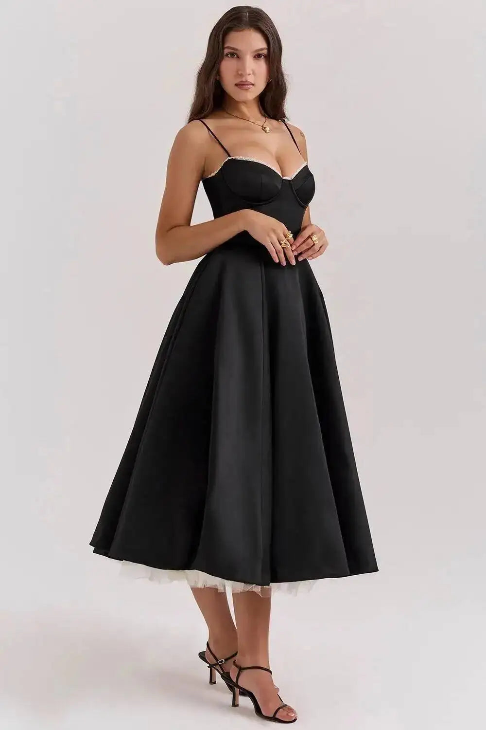 2026 Spring/summer High End Satin Strapless Heavy Industry French Waist Strap Sexy Hot Girl Medium Long Dress Women Elegant