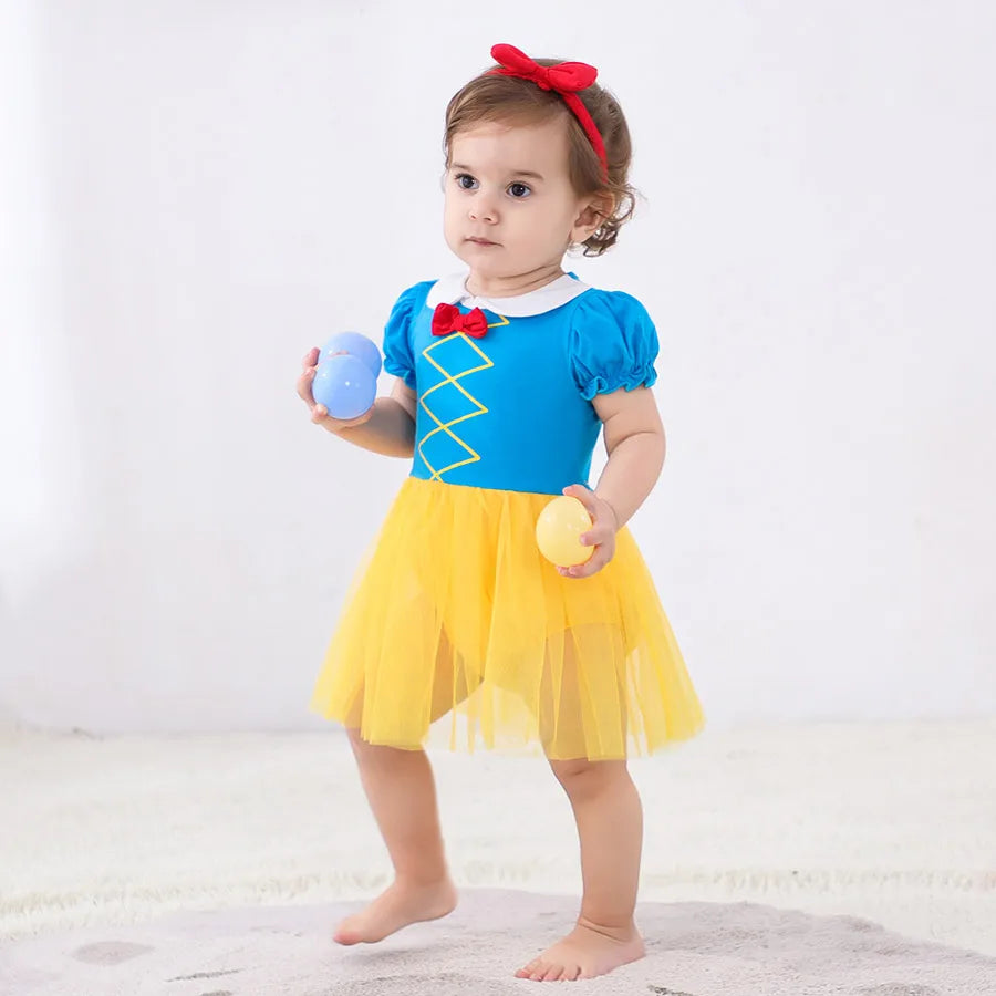 Baby Girls Costumes Kid Romper Tutu Dress with Headband Infant Baby Girl Princess Alice Clothes Aurora Belle Dress Party Costume
