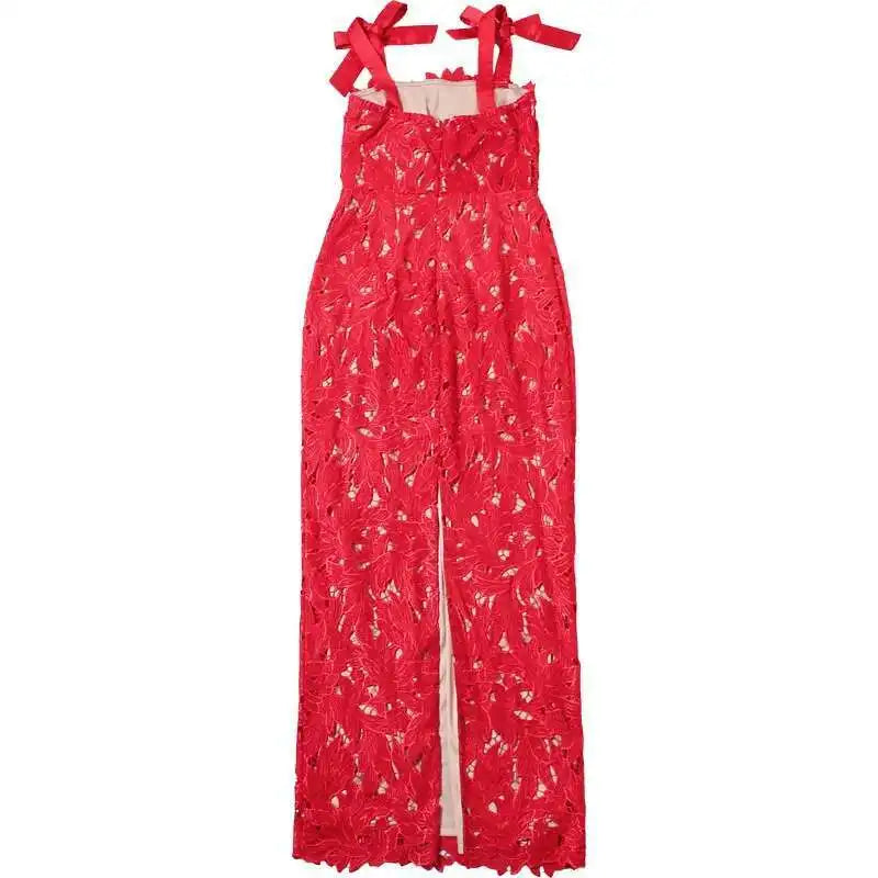 Townlike Hollow Out Slim Bodycon Christmas Dress Women 2024 Summer Dress Bow Embroidery Maxi Long Sexy Party Dresses