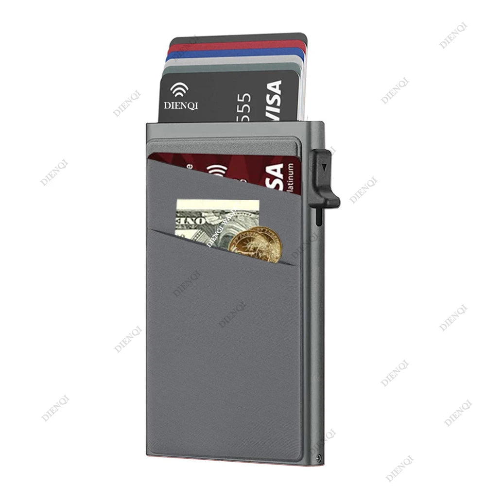 DIENQI Anti-theft Card Protectors Card Holder Minimalist Smart Wallet RFID Protection Aluminum Metal Cardholder Case Porte Carte