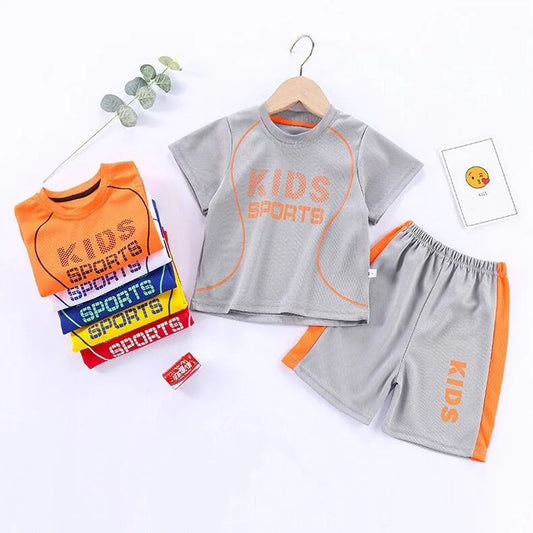 Sports Casual Clothing Suits For Boys Children Summer Solid Color Tops Shorts Two Piece Set Kids New Fashion Loose Tracksuits