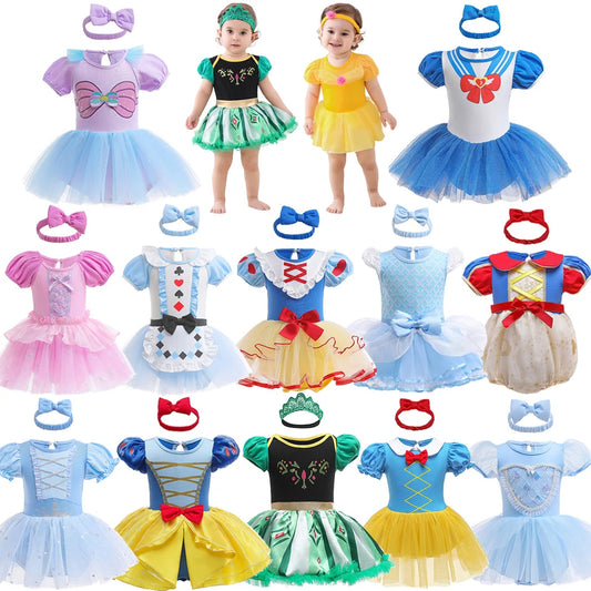 Baby Rompers Girls Princess Cosplay Dress Toddler Clothes Kids Jumpsuit Costume Infant Birthday Party Newborn Clothing 3-18M