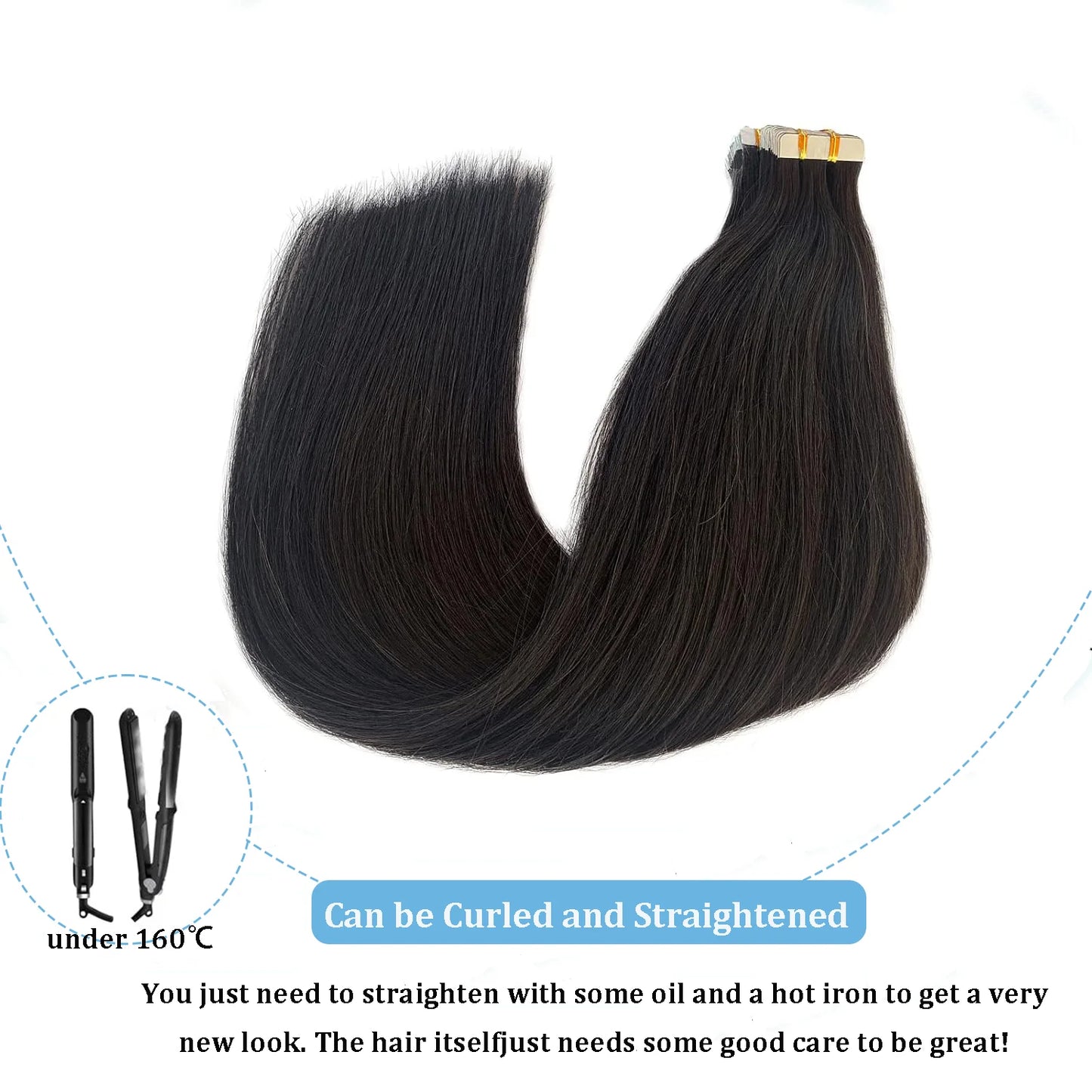 Tape In Hair Extensions Remy 100 Human Hair Straight Seamless Skin Weft Tape Hair Extensions Natural Black Hair For Women