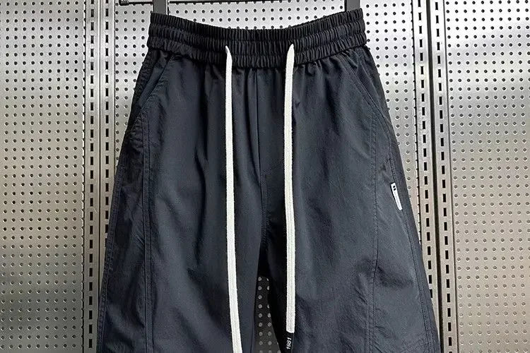 Summer Fashion New Men Breathable Casual Trousers Loose Tying Feet Versatile Simple Solid Color Harem Pants