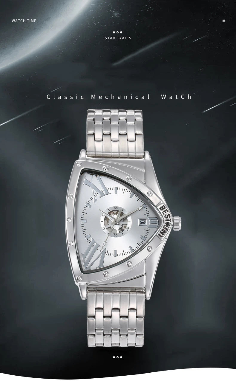 Golden Triangle Men Quartz Watch Unique Design Luxury Watches For Male Clock Sports Waterproof Men Wrist Watches Stainless Steel