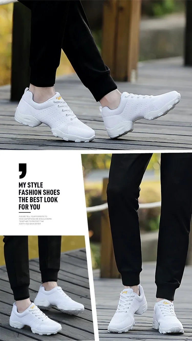 Men's Mesh Dance Shoes Male Soft Sole Yoga Shoes Man 2024 New Sports Sneakers Breathable Weaved Sports Shoes Jazz Modern Dance