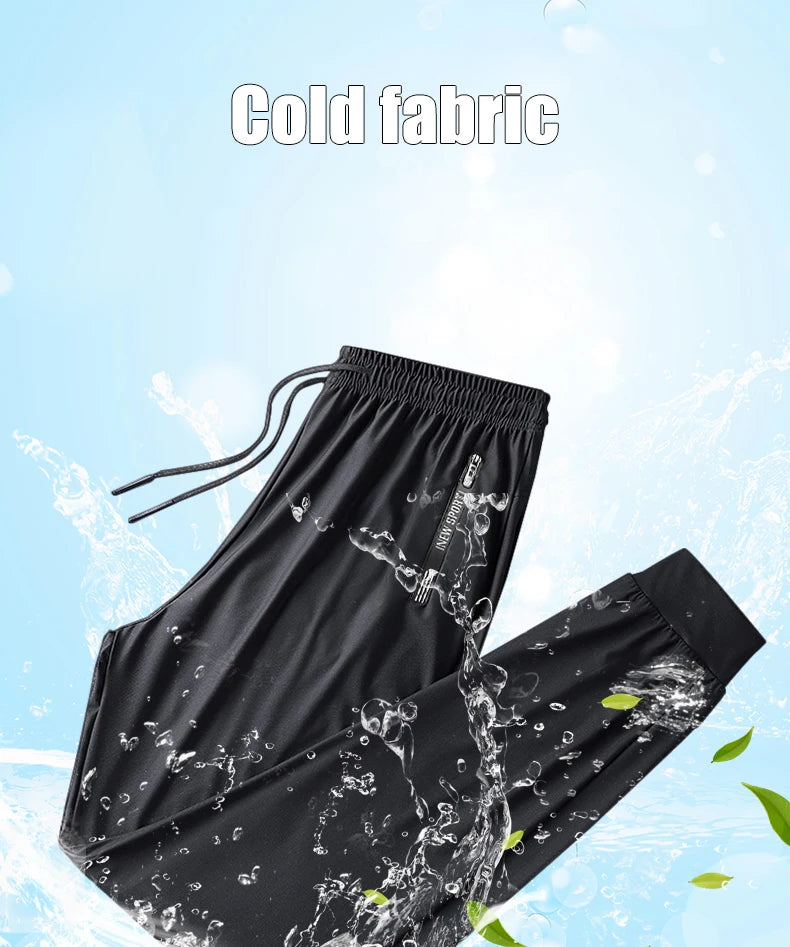 Summer Men Casual High end Ice Silk Pants Sports Pants Quick-Drying Men's Trousers Sweatpants Male Elastic Plus Size 8xl 7xl 6xl