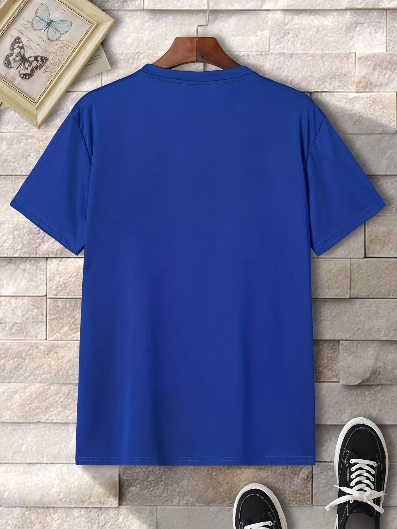 Men's summer 100% pure cotton fashionable casual sports loose trend smile graphic print round neck short sleeved T-shirt top