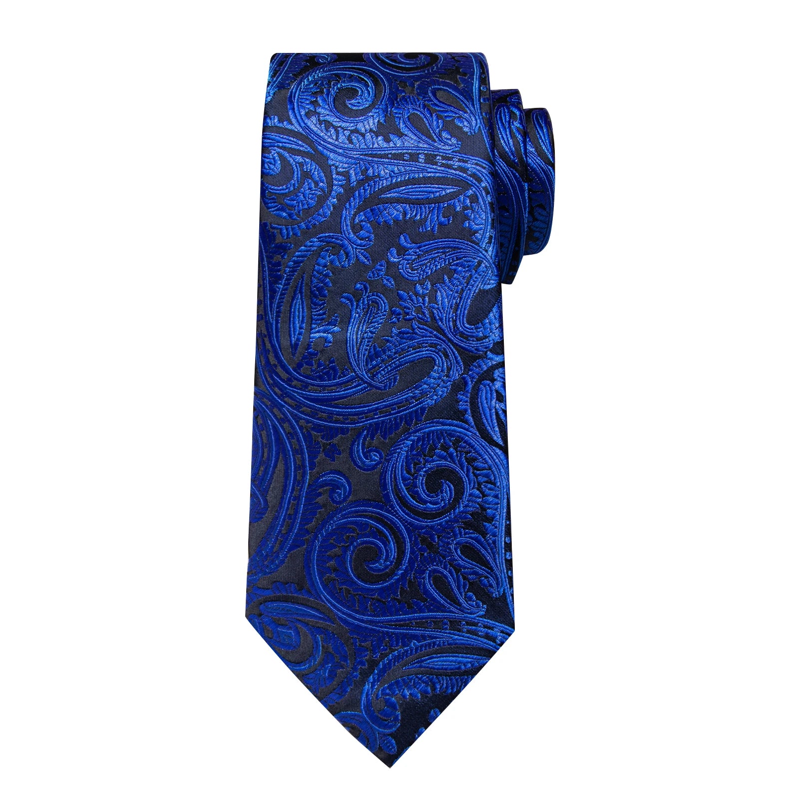 Royal Blue Paisley Plaid Striped Men tie Set with Handkerchief Cufflinks Wedding Prom Groom Accessories Perfect Gift for Men BAZAARHUBO