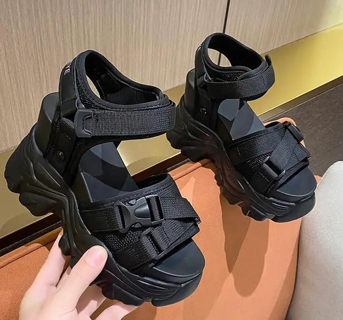 High Heels Sandals Women Shoes New Summer Wedges Height Increasing 11cm Ladies Sandal Platform Chunky Shoes Sandalias Mujer
