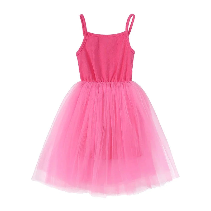 Fashion Cute Girls Casual Dresses Solid Color Sleeveless Suspenders Girls Dress Summer Kids Dresses for Girls 1-8 Years