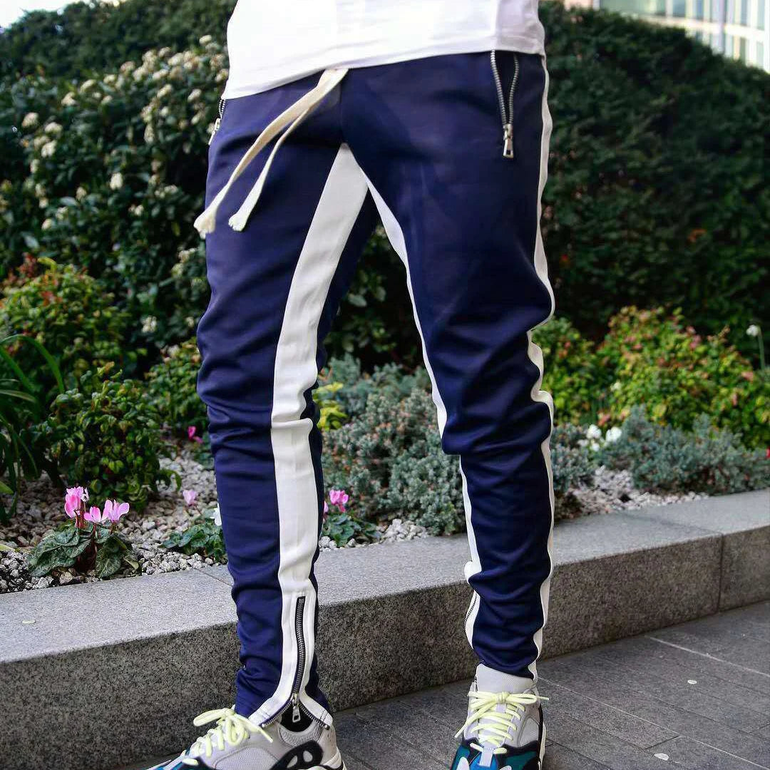 Men's casual and fashionable long pants, tight fitting gym sports pants, street wear, runners' small foot sports pants