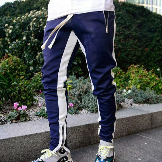 Men's casual and fashionable long pants, tight fitting gym sports pants, street wear, runners' small foot sports pants