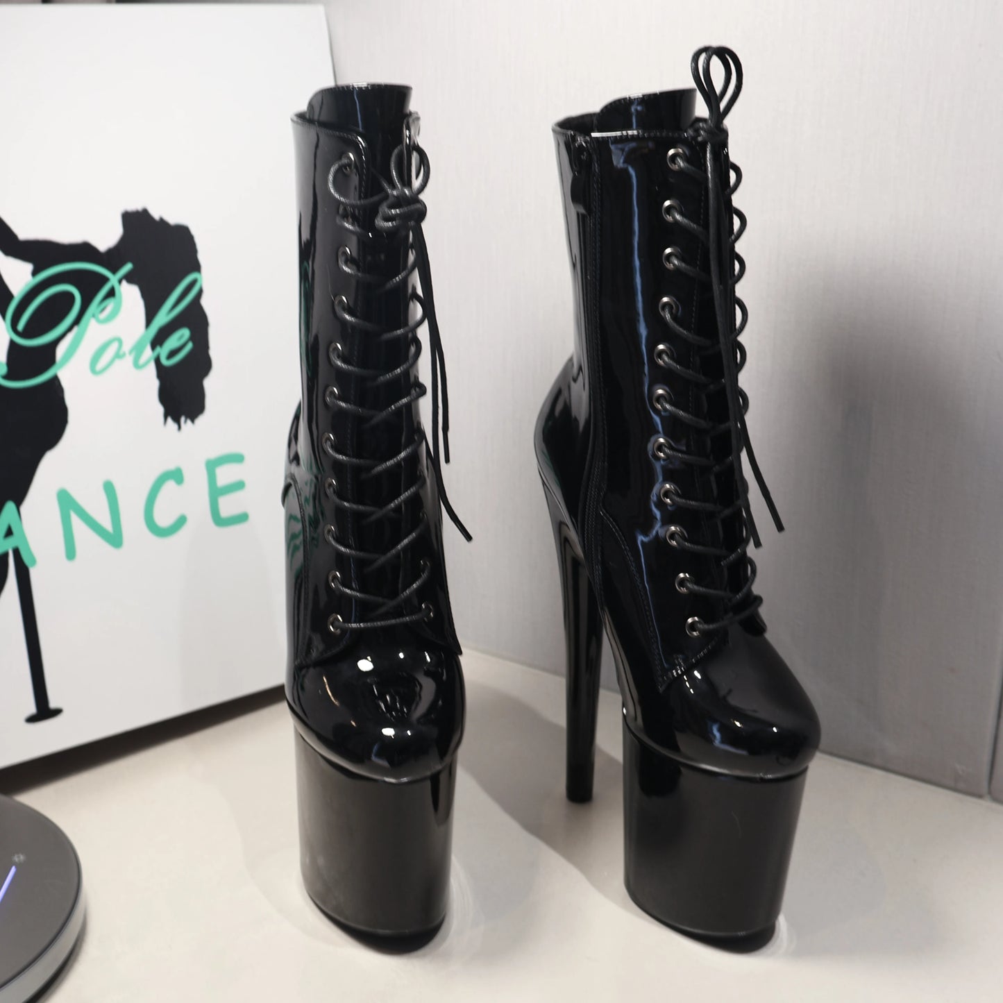 New 20cm/8Inchs Ankle boots for Women Heels Platform Lace Up Pole Dance Stripper Shoes Short Boot Spring Autumn Large Size 44