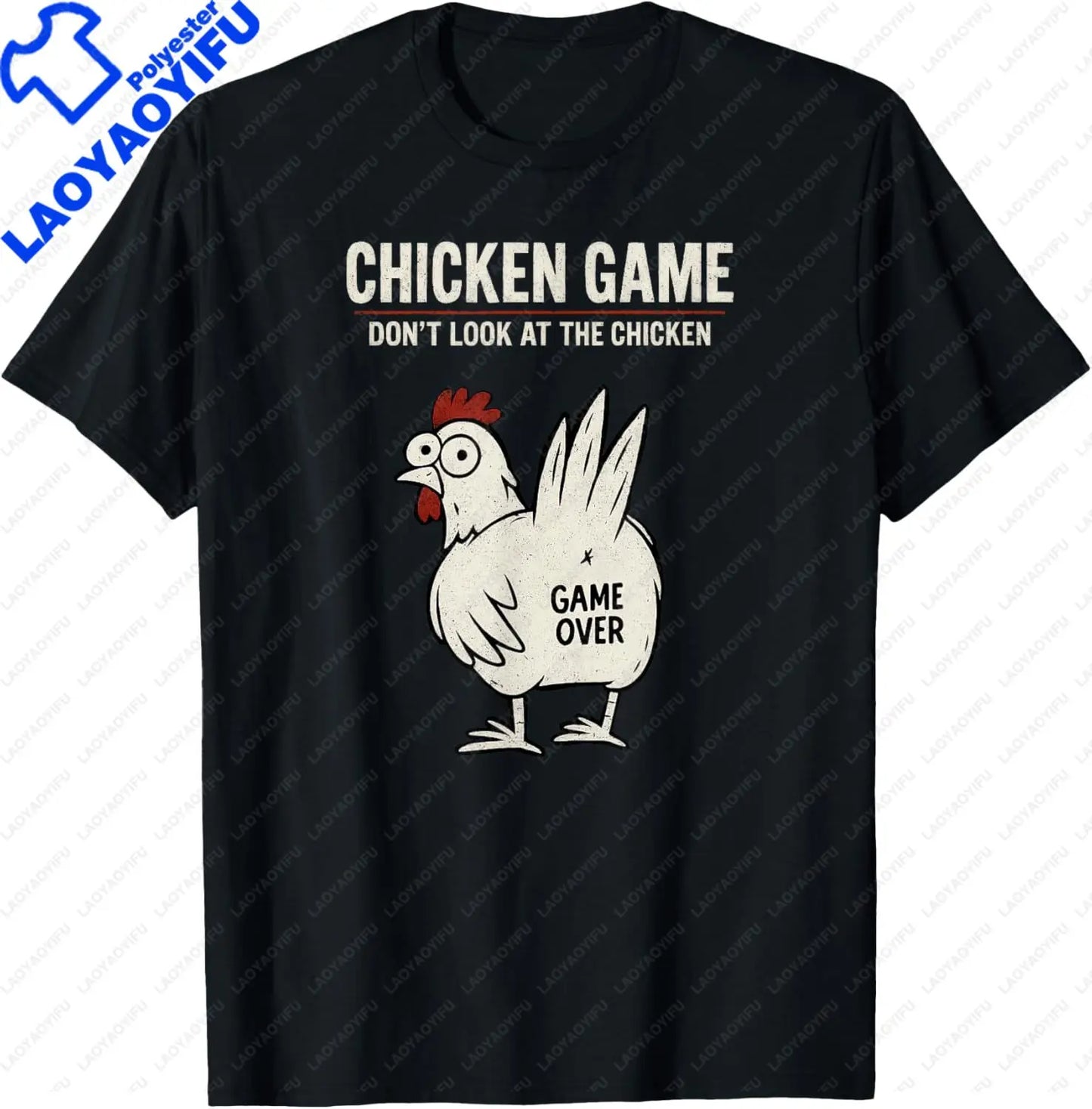 Chicken Game Don't Look At The Chicken Funny Chicken T-Shirt Custom Printed Graphic T Shirt Mens Clothing Ropa Hombre