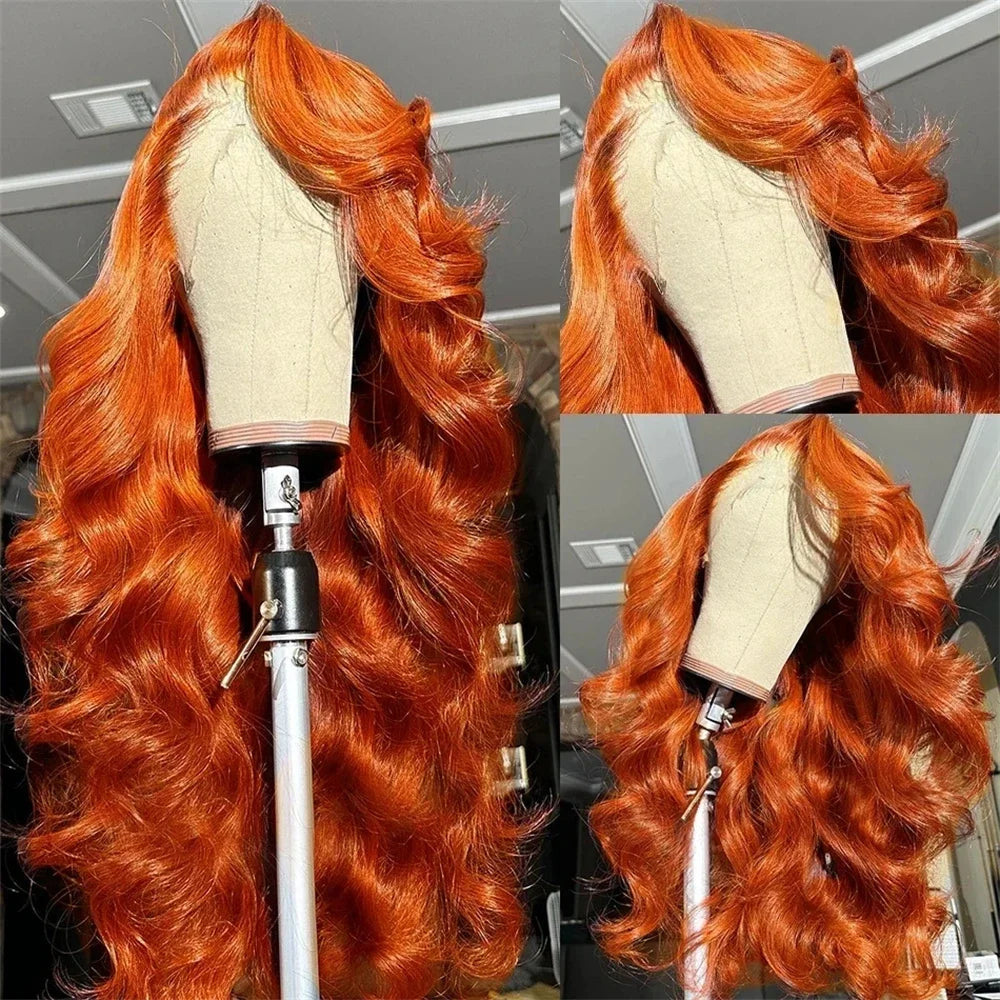 Ginger Orange 13x6 HD Lace Front Wigs Human Hair Body Wave 13x4 Human Hair Lace Frontal Wigs Transparent Lace Wig Woman Glueless