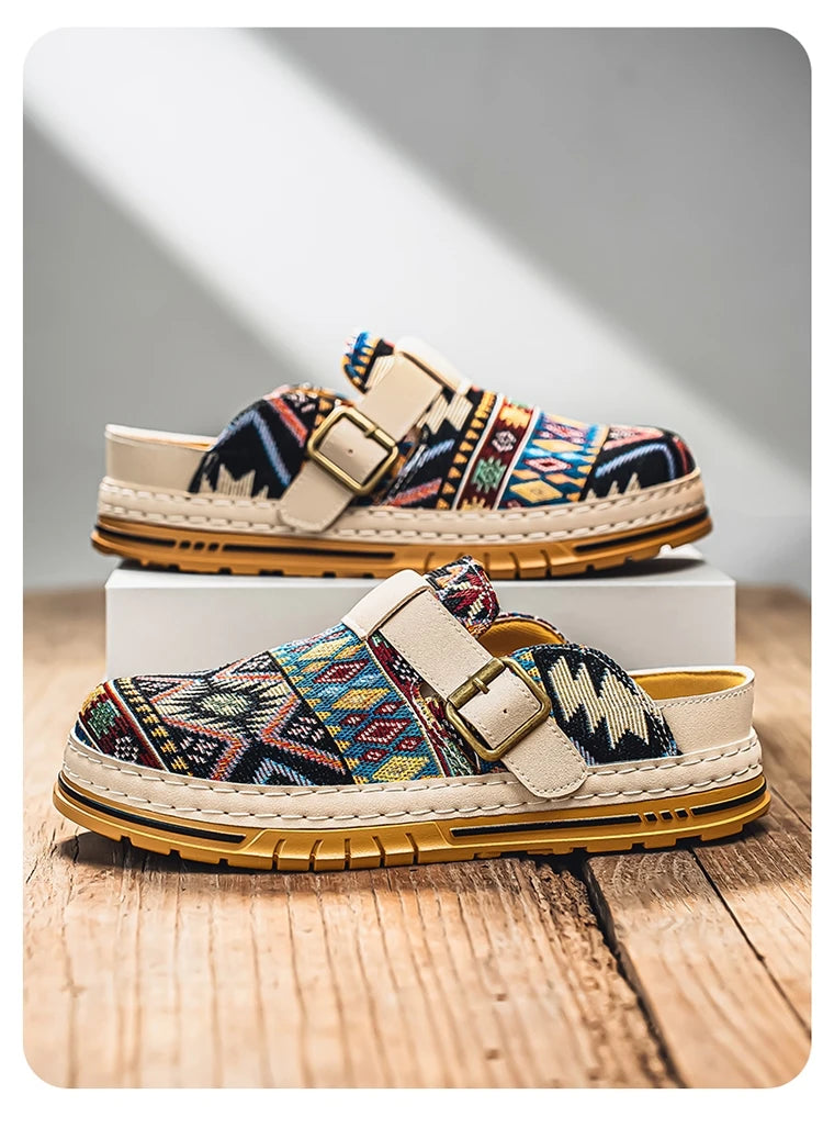 Men's Wide-Toe Round-Toe Sandals Casual Shoes for Spring and Summer, Versatile Commuter Slippers, One-Step Lazy Trendy Footwear