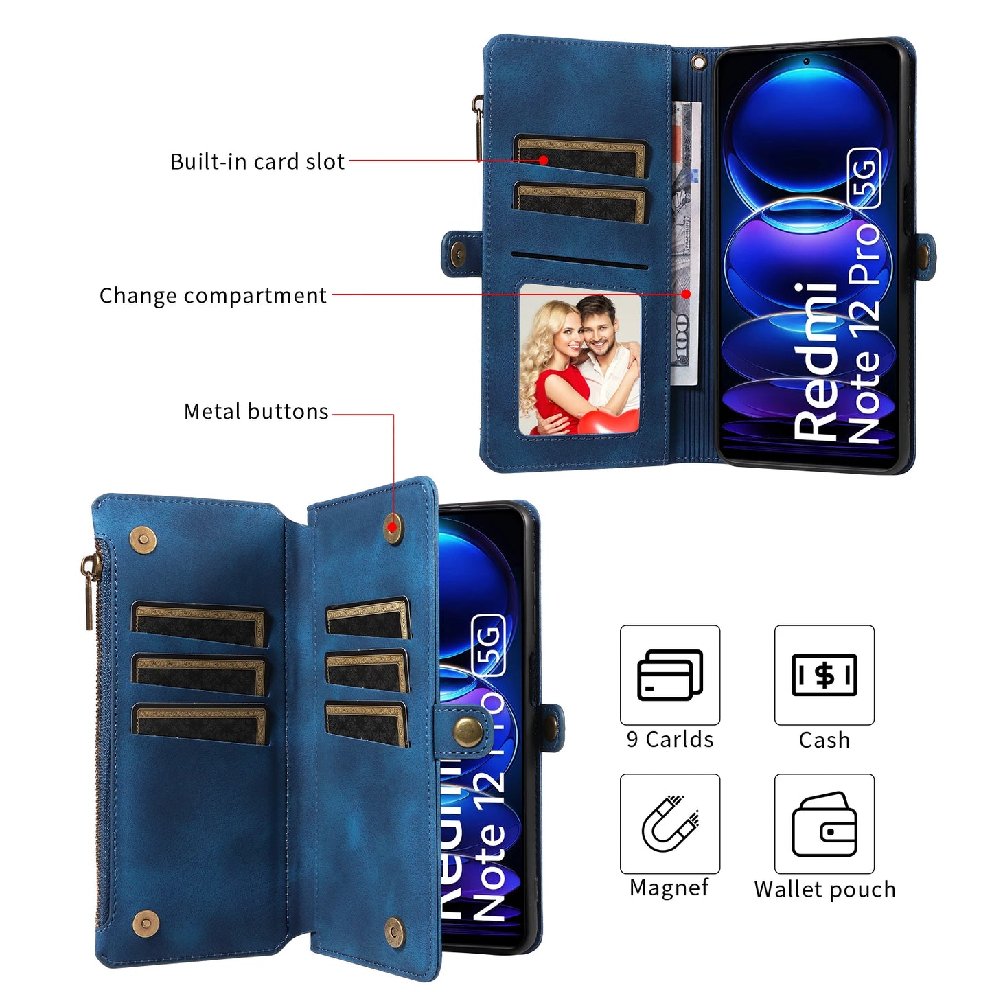 For Xiaomi Redmi Note 15 14 13 15C Poco X7 Pro F5 12 13C 14C 13T 15T Plus 5g Cases 4g Leather Wallet Card Holder Flip Phone Bags