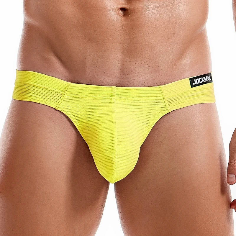 JOCKMAIL Sexy Men's G-string Fashion Low Waist Solid Color Male Thongs Underwear Breathable Mesh Sports Underpants Shorts