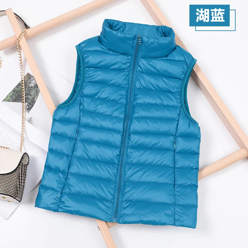 Ultralight Down Vest Women 2026 New Sleeveless Jacket Female White Duck Down Waistcoat Female Warm Puffer Jacket Outwear M-8XL