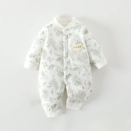 A-Class Cotton Baby Romper Full Snap Cartoon Floral Long Sleeve Bodysuit All Season Daily Outdoor Outfit For Infant