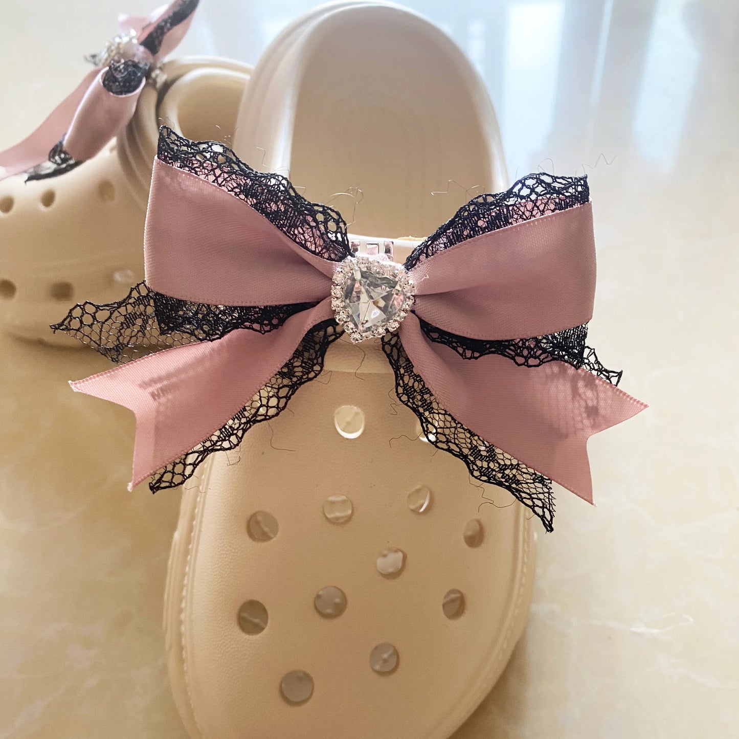 [1 pair]Lolita Lace Charms for Shoes Buckles for Women's Shoes Heart Bog Bow Shoe Decoration Supplies Girl Accessories for Women