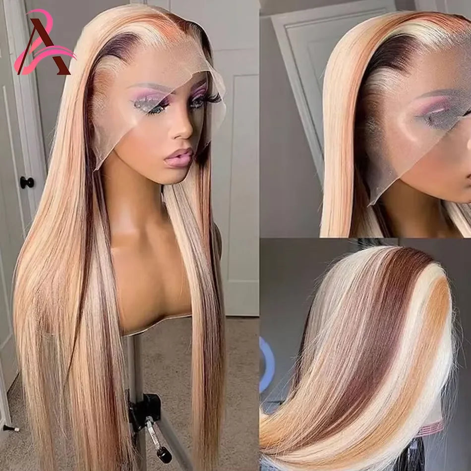 HD Body Wave 4/613 Blonde Ombre Lace Front Human Hair Wigs Remy Vietnamese 34 36 Inch Colored 13x4 Lace Frontal Wigs Pre Plucked