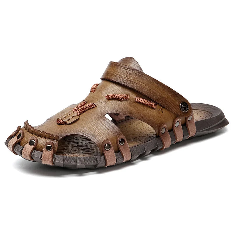 Summer Handmade Leather Sandals for Fashion Men Casual Shoes Comfortable Slippers