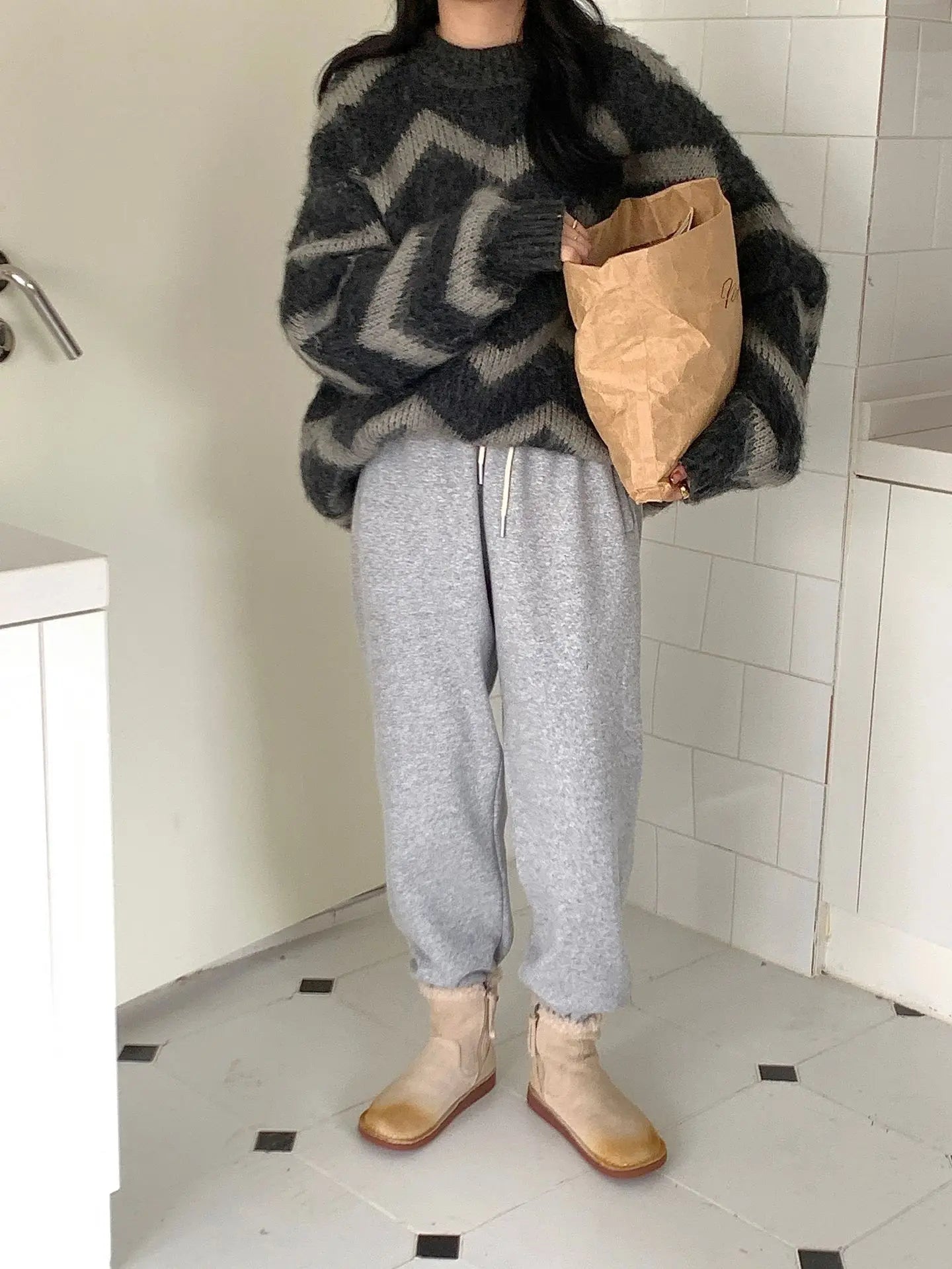 Careaymade-Genuine cow leather Snow cotton round head flats woolen short boots plush warm snow boots Oversized shoes size 35-43