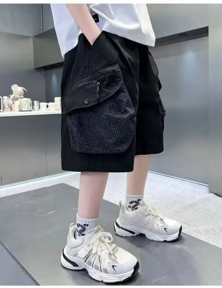 Kids Teenage Casual Baggy Shorts Quick Dry 5 Point Pants Summer Boys Sporty Shorts Pockets Trousers for Kids Clothing