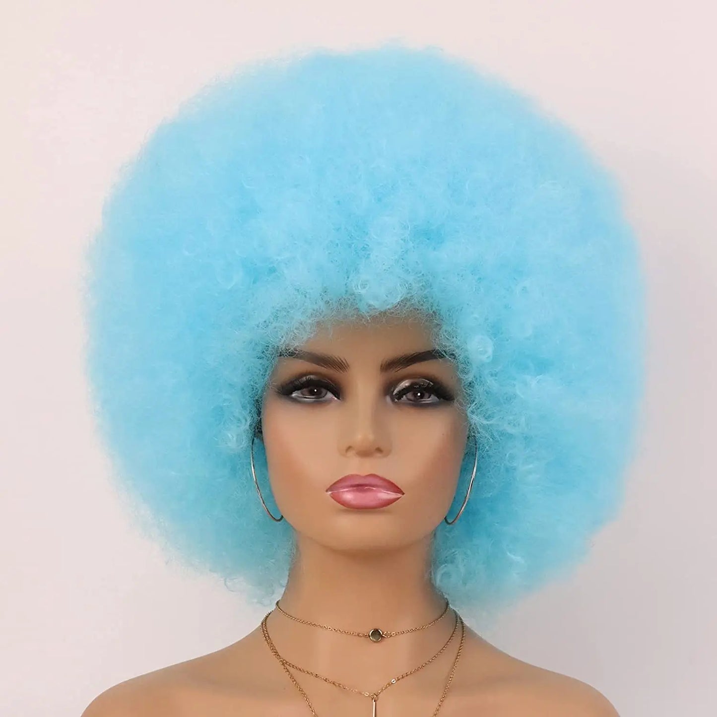 Synthetic 70s Afro Curly Wigs for Black Women Glueless Wear Soft Black Large Bouncy Natural Looking Full for Daily Party Use