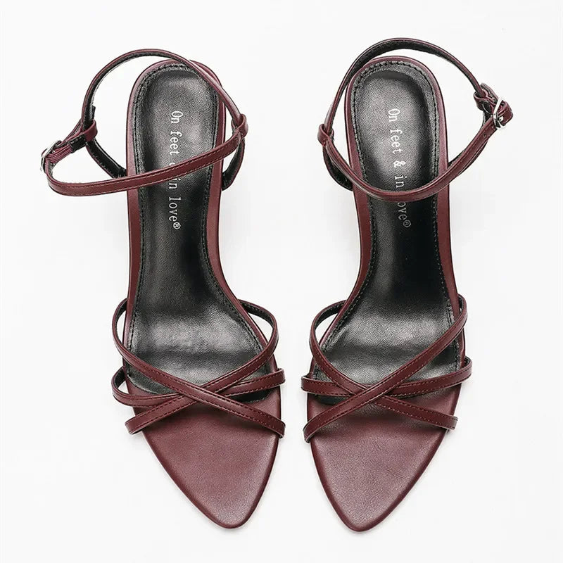 Fashion Square Toe Ankle Strap Buckle Slide Sandals Elegant Cross Tied Open Toe Women Sandals Simple Comfort Plus Size Sandals