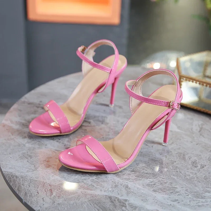 Large Size 45 Women's Sandals 2025 Summer High Heels Fashion Open Toe Sandals Buckle Party Shoes Sexy Thin Heels Wedding Shoes