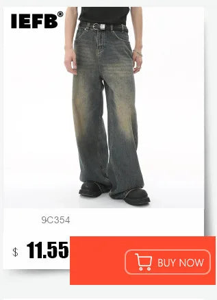 IEFB New Spring Men's Micro Flared Jeans Korean Straight Leg Design Solid Color High Street Fashion Male Denim Pants 9W1407