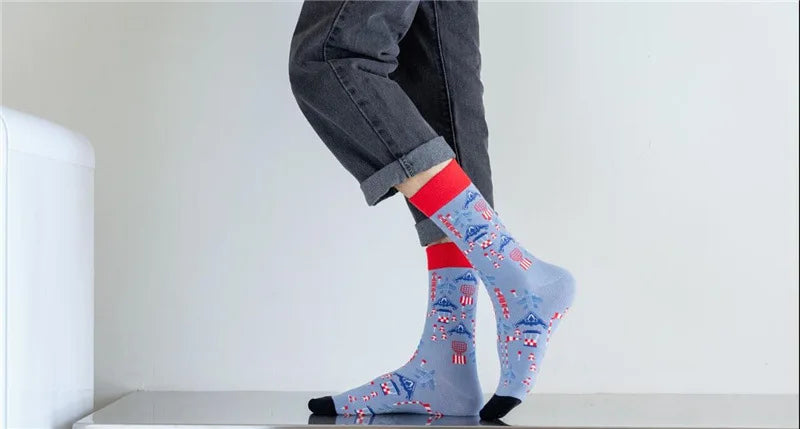 New Fighter Jet Fighter Carrier Aircraft Pattern Socks for Aviation Enthusiasts Stealth Men Crazy Party Crew Socks Cotton