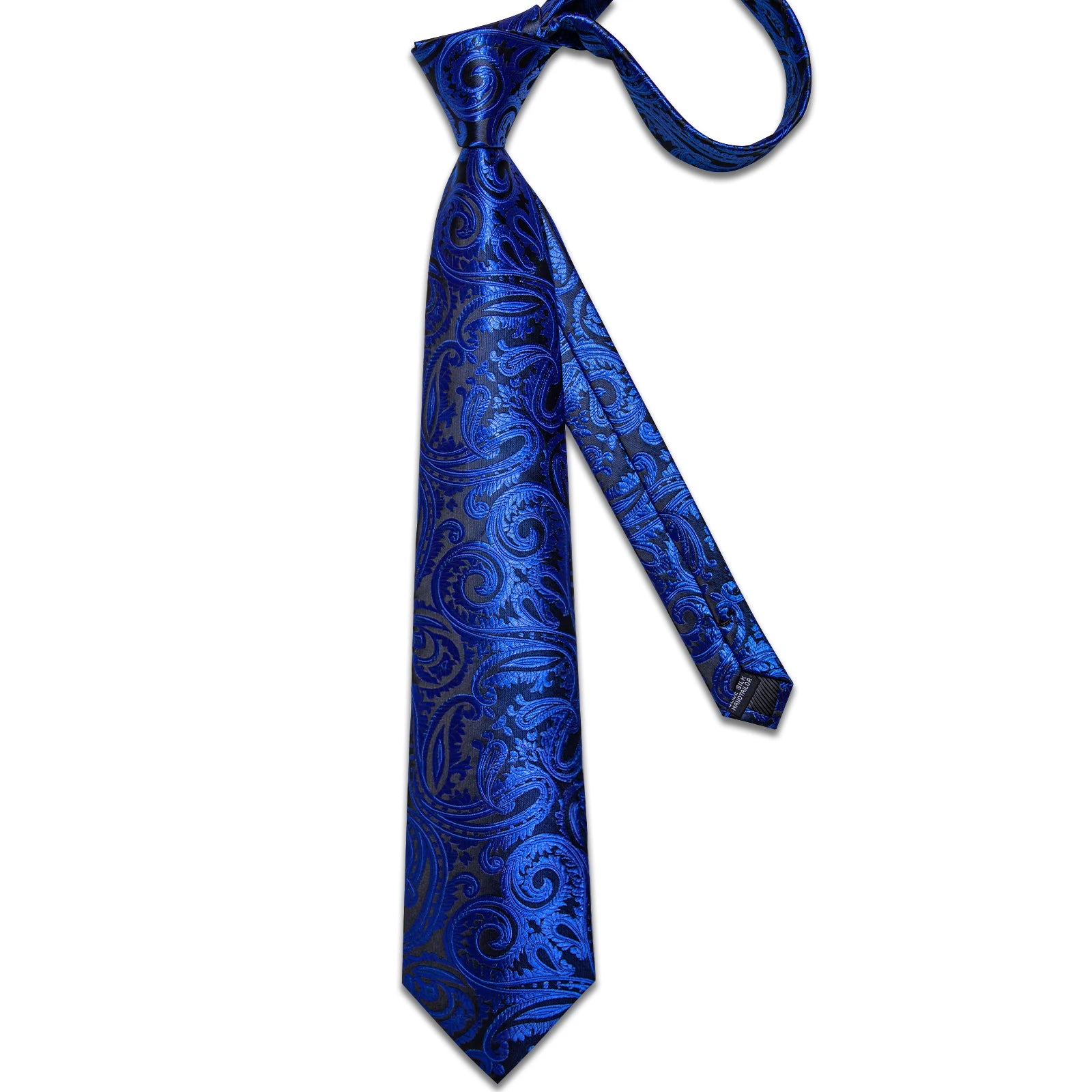 Royal Blue Paisley Plaid Striped Men tie Set with Handkerchief Cufflinks Wedding Prom Groom Accessories Perfect Gift for Men BAZAARHUBO