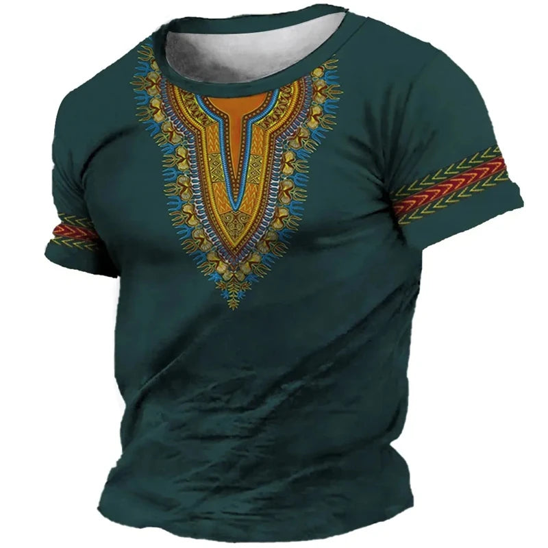 African National Pattern Tshirts Summer Fashion Street Casual Boys Kids Round Neck Short-Sleeved T-Shirt Daily Oversized Tops