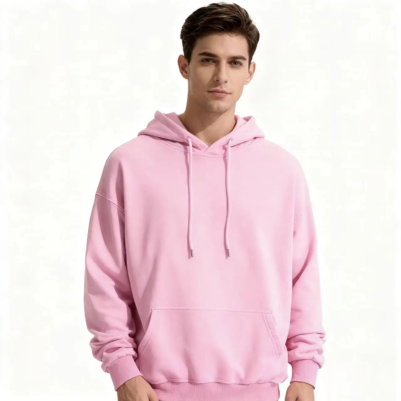 2026 Men's wide Hood Sweatshirt European and American men's and men Sweatshirt Solid Harajuku Long Sleeve Female Loose male Coat BAZAARHUBO