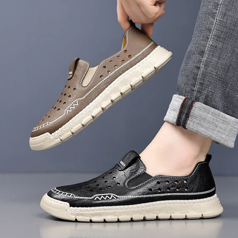 Men's Loafers High-quality Handmade Soles Breathable Lightweight Park Walking Shoes Commuting Men's Driving Leather Shoes