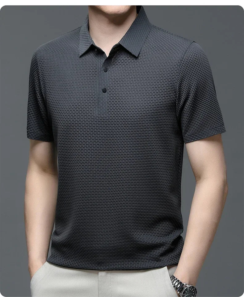 Brand Clothes Summer New Men's Short Sleeve T-shirt Ice Silk Cool and Breathable POLO Shirt Business Casual Sweat-absorbing Top
