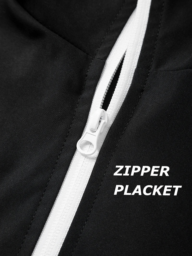 Men's Trendy 2 Piece Tracksuit Set Hooded Full Zip Windbreaker Jacket Coat Tops Quick Dry Athletic Jogger Pants Trousers