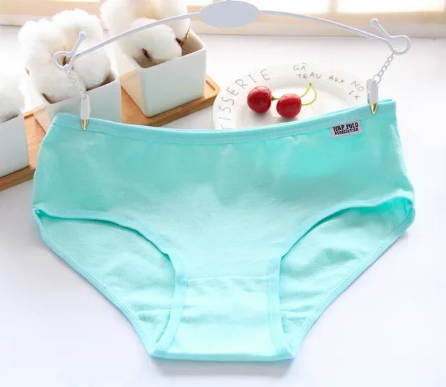 7pcs Women's Cotton Panties Plus Size Sexy Briefs Girls Breathable Soft Lingerie Cute Solid Color Underwear