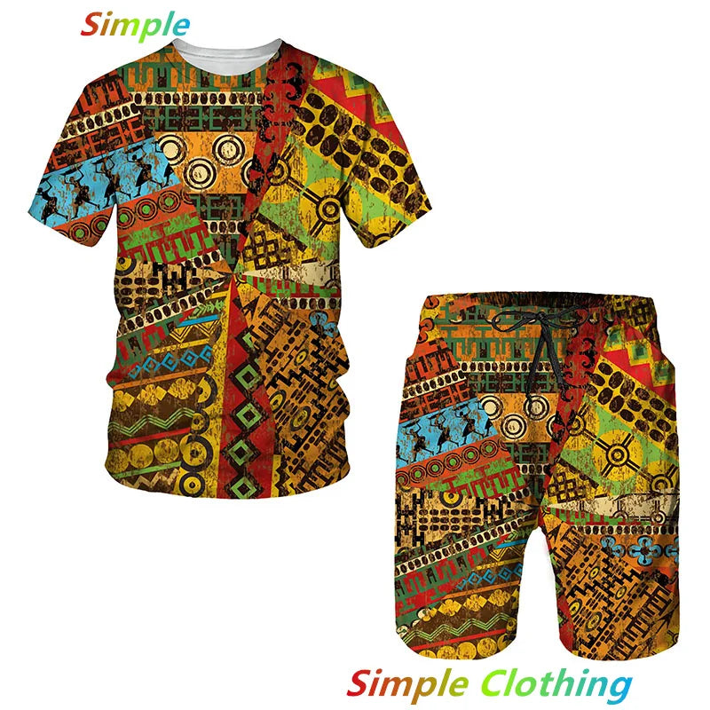 Men Tracksuits Clothing African Ethnic Style 3D Print Kids Sets Women T-Shirts Beach Board Shorts Swimwear Tees Tops Clothing